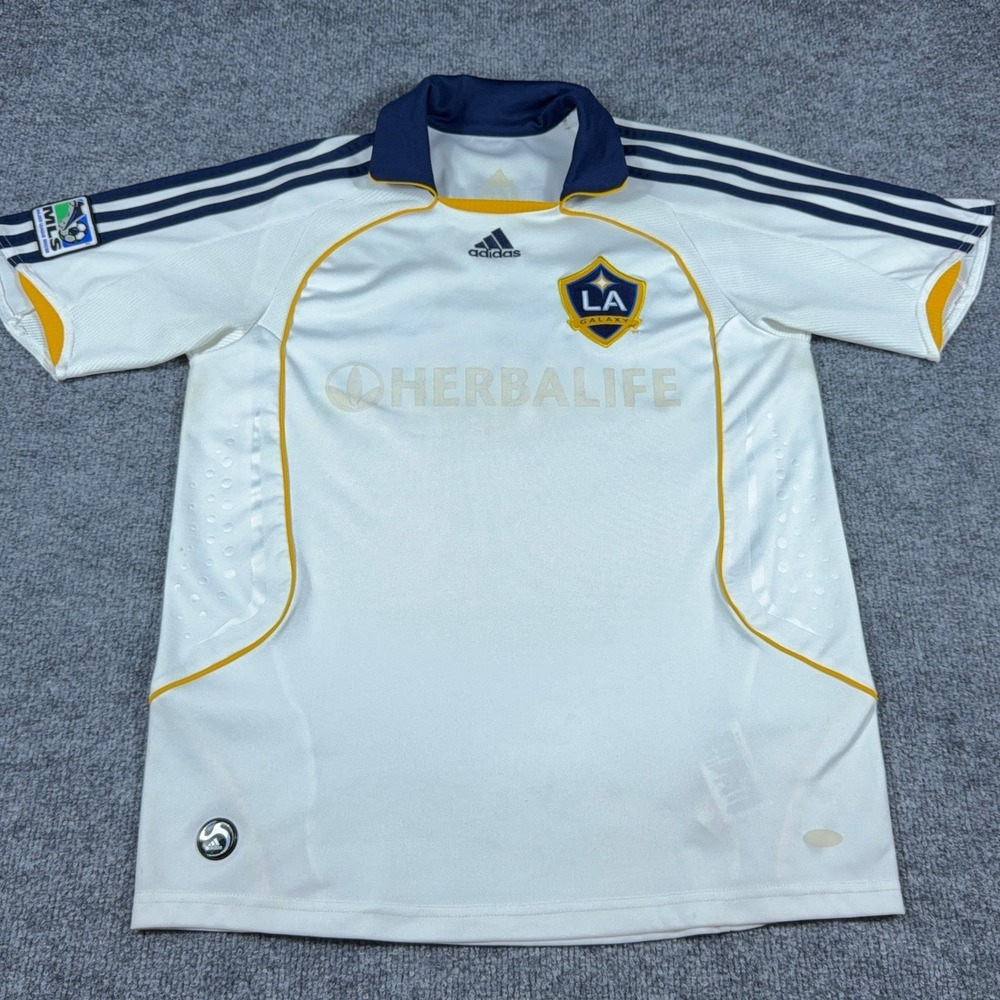 Adidas LA Galaxy David Beckham 23 Soccer Jersey Mens Large White MLS Herbalife